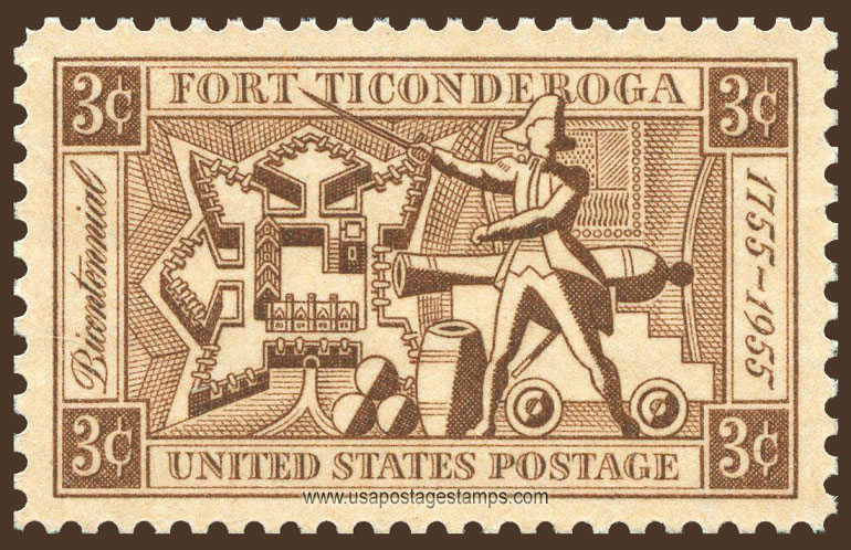 US 1955 Fort Ticonderoga, Northern New York 3c. Scott. 1071