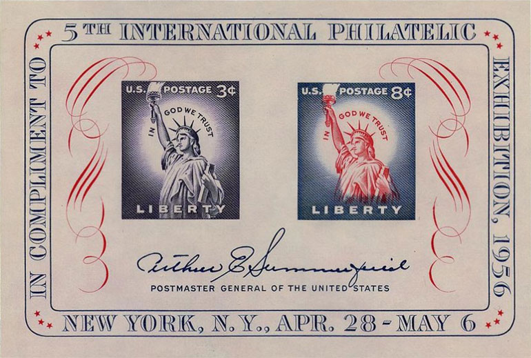 US 1956 5th Int. Philatelic Exhibition, FIPEX 11c. S/S Scott. 1075
