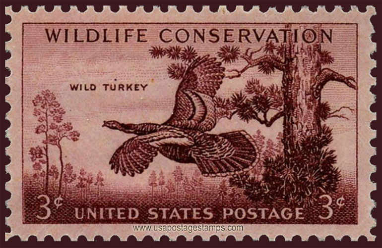 US 1956 Wild Turkey ; Wildlife Conservation 3c. Scott. 1077