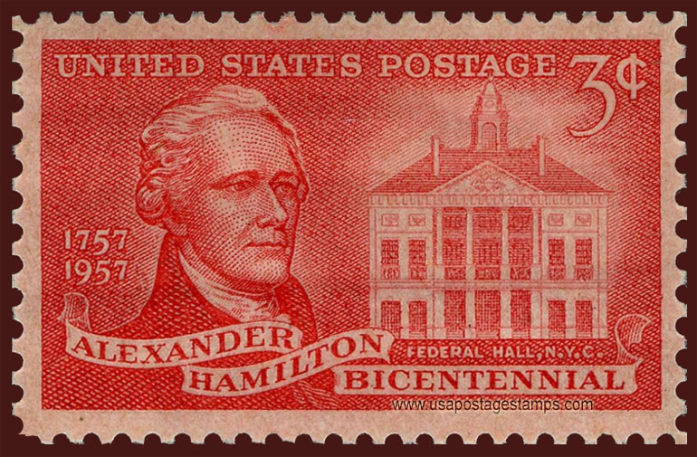 US 1957 Alexander Hamilton and Federal Hall 3c. Scott. 1086