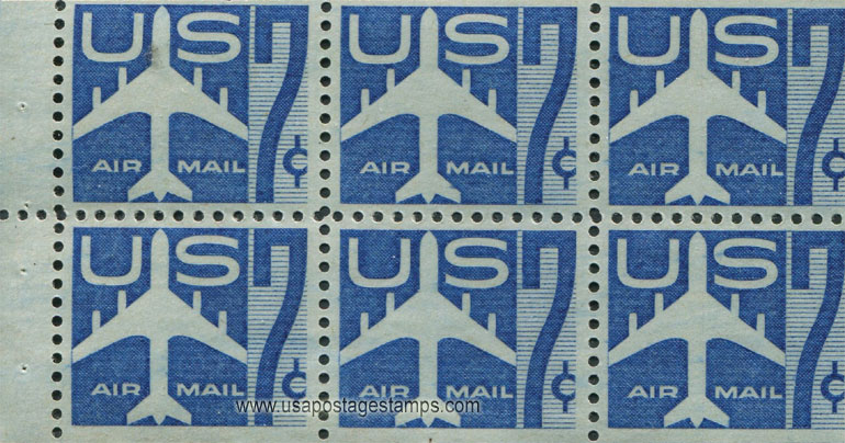 US 1958 'Airmail' Silhouette of Jet Airliner ; Booklet Pane 7c.x6 Scott. C51a