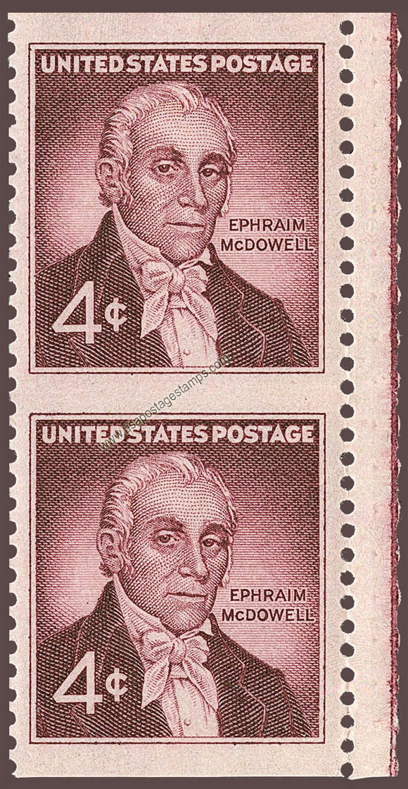 US 1959 Dr. Ephraim McDowell (1771-1830) 4c.x2 Scott. 1138b Se-tenant