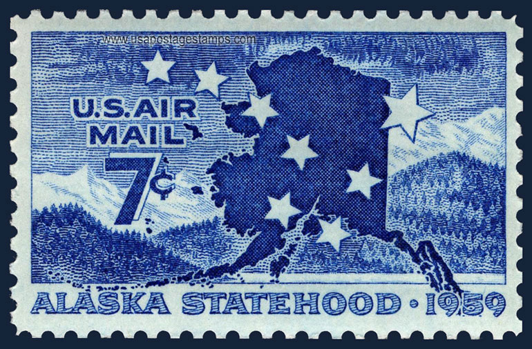 US 1959 'Airmail' Alaska Statehood 7c. Scott. C53