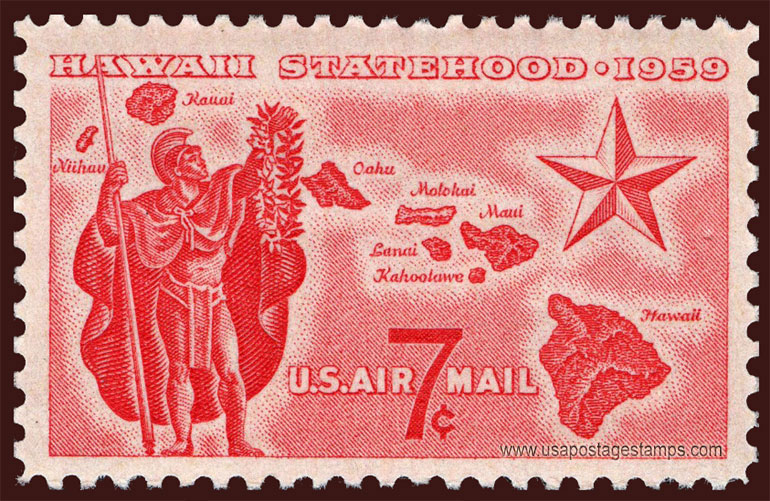 US 1959 'Airmail' Hawaii Statehood 7c. Scott. C55