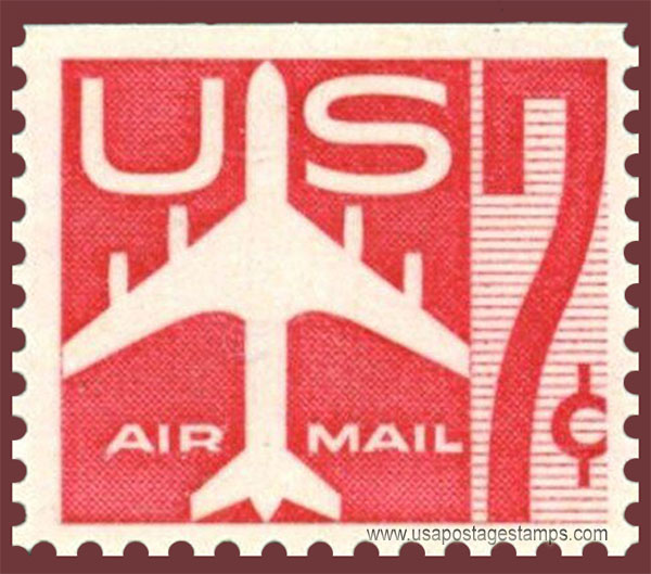 US 1960 'Airmail' Silhouette of Jet Airliner 7c. Michel 733Do