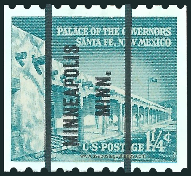 US 1960 Palace of the Governors, Santa Fe, New Mexico ; Coil 1¼c. Michel PR652C