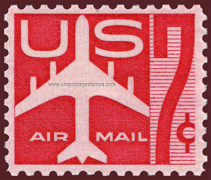 US 1960 'Airmail' Silhouette of Jet Airliner 7c. Scott. C60