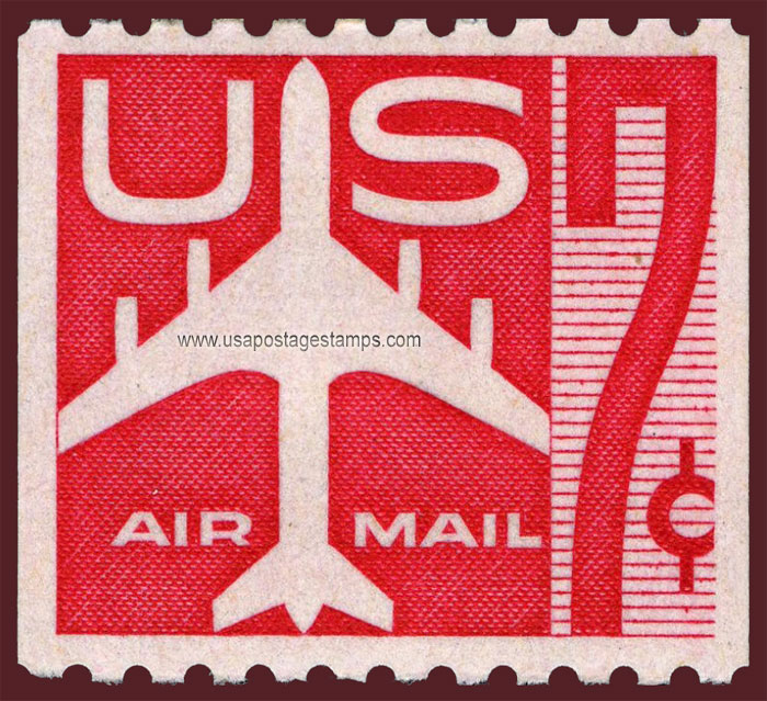 US 1960 'Airmail' Silhouette of Jet Airliner Coil 7c. Scott. C61