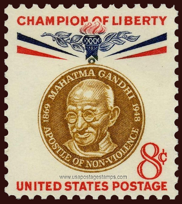 US 1961 Mahatma Gandhi ; Champion of Liberty 8c. Scott. 1175