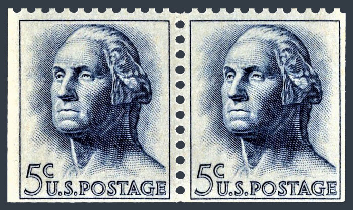 US 1962 George Washington (1732-1799) 5c.x2 Michel 817xEl/Er
