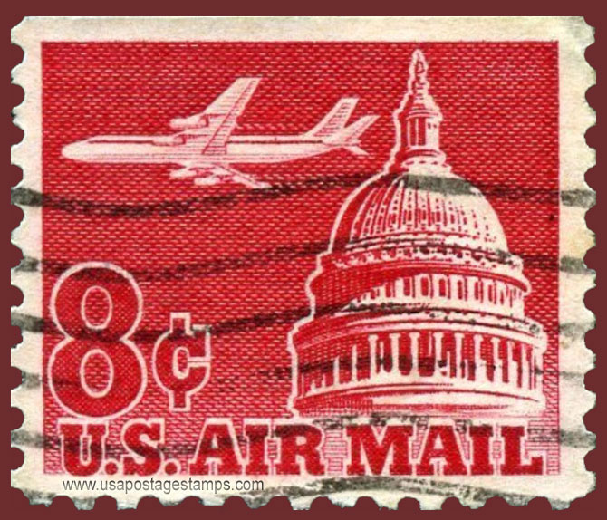 US 1962 'Airmail' Jet Airliner over Capitol 8c. Michel 836xDo