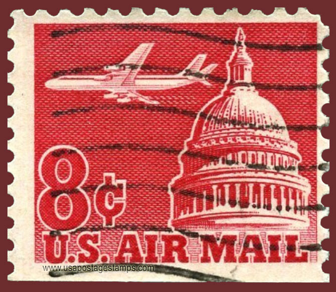 US 1962 'Airmail' Jet Airliner over Capitol 8c. Michel 836xDu