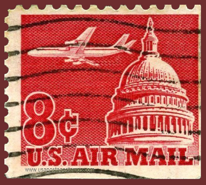 US 1962 'Airmail' Jet Airliner over Capitol 8c. Michel 836xEru