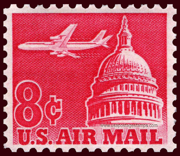 US 1962 'Airmail' Jet Airliner over Capitol 8c. Scott. C64