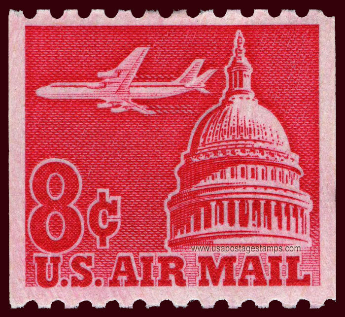 US 1962 'Airmail' Jet Airliner over Capitol Coil 8c. Scott. C65