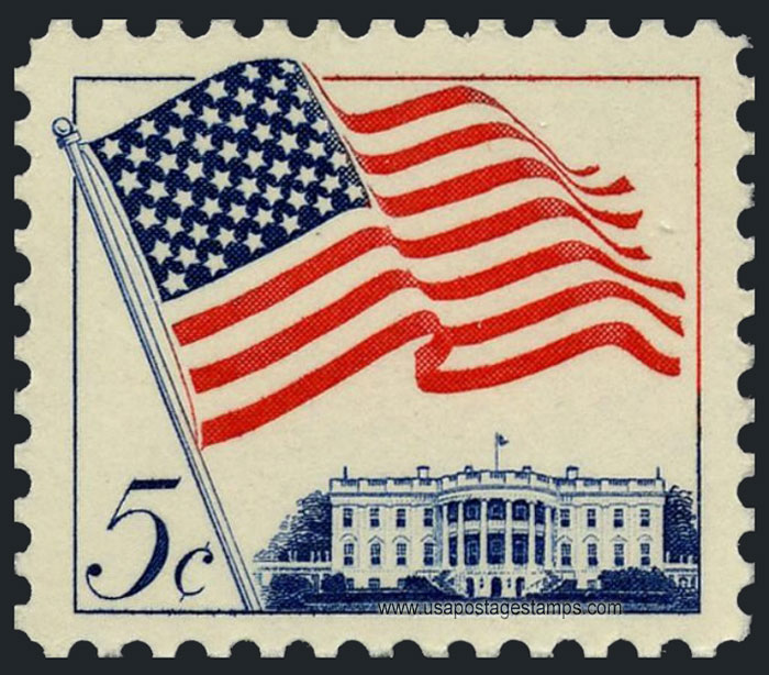 US 1963 50-Star U.S. Flag over White House 5c. Scott. 1208