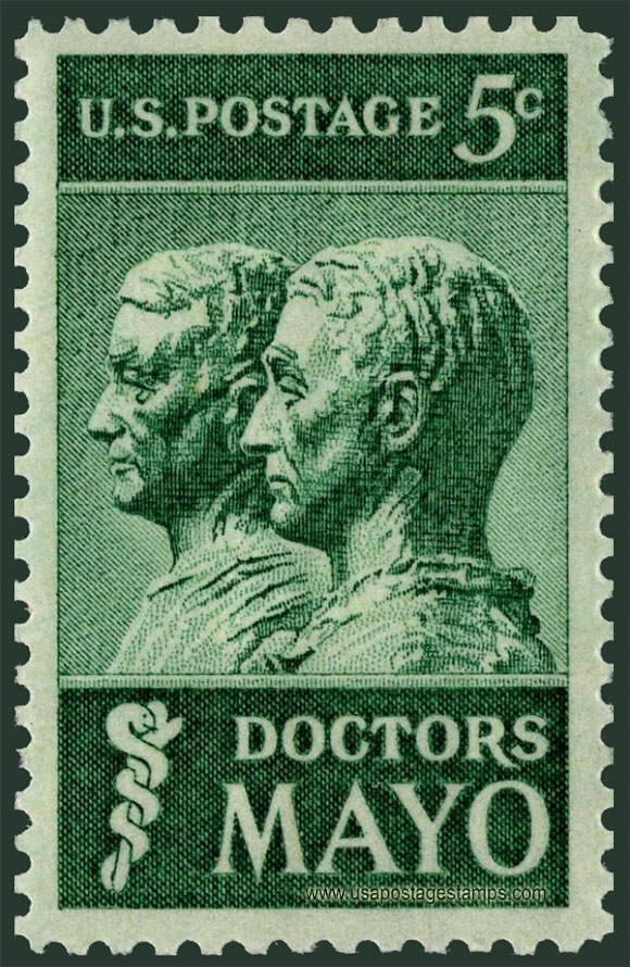 US 1964 Doctors Mayo ; Drs. William and Charles Mayo 5c. Scott. 1251