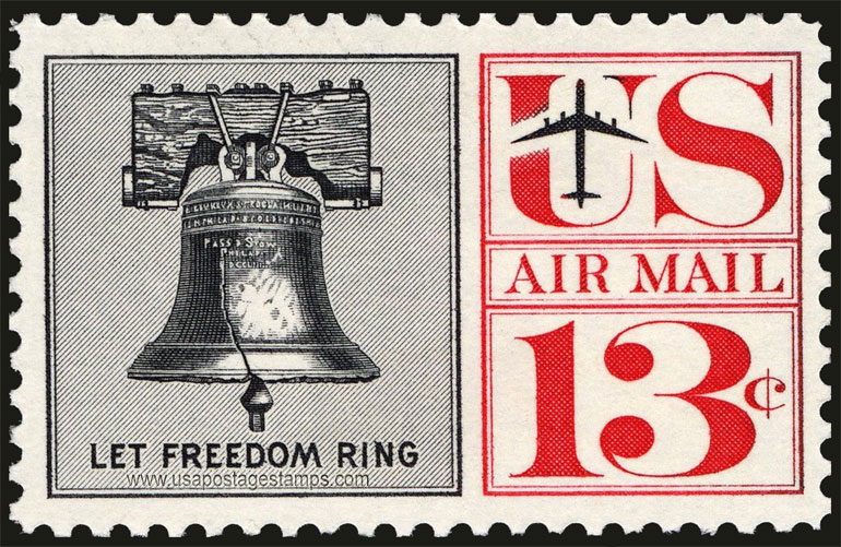 US 1967 'Airmail' Liberty Bell 13c. Scott. C62a