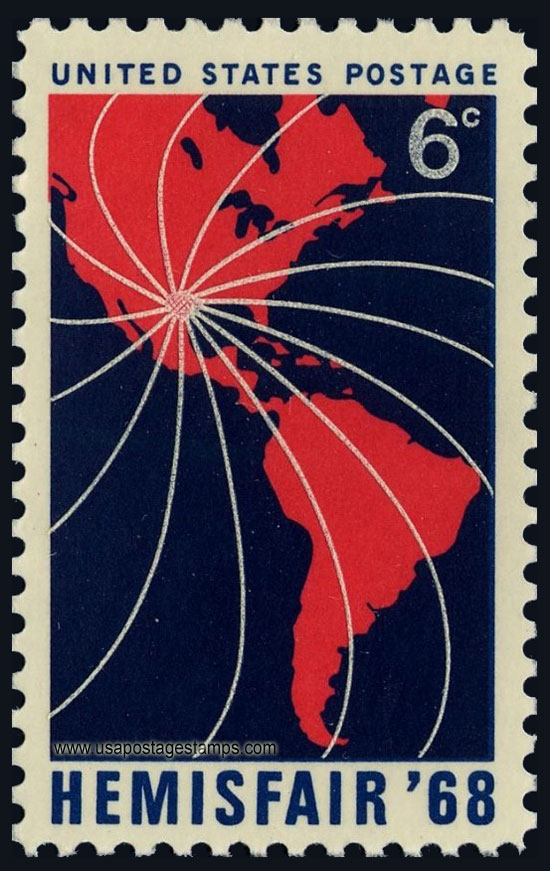 US 1968 Hemisfair ; Map of North & South America 6c. Scott. 1340