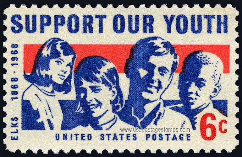 US 1968 Support our Youth ; Order of Elks 6c. Scott. 1342