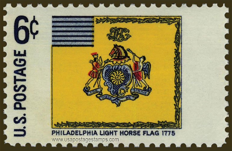 US 1968 Philadelphia Light Horse ; Historic American Flag 6c. Scott. 1353