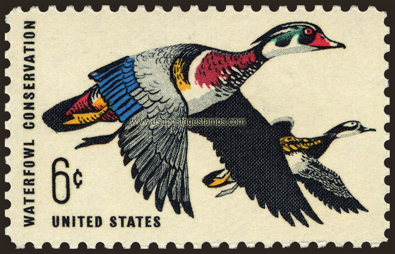 US 1968 Waterfowl Conservation ; Wood Duck 6c. Scott. 1362