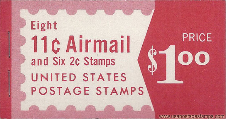 US 1968 50-Star Runway/Jet Silhouette ; Airmail Booklet $1 Scott. BKC22