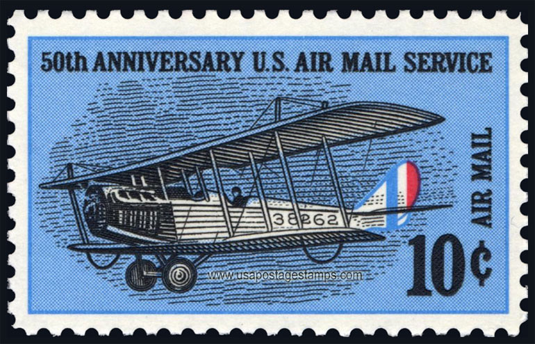 US 1968 50th Anniversary of Air Mail Service ; Curtiss Jenny 10c. Scott. C74