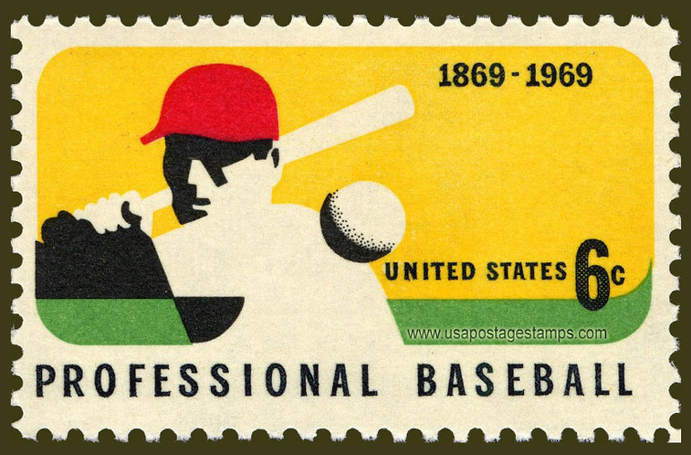 US 1969 100th Anniversary of Professional Baseball 6c. Scott. 1381