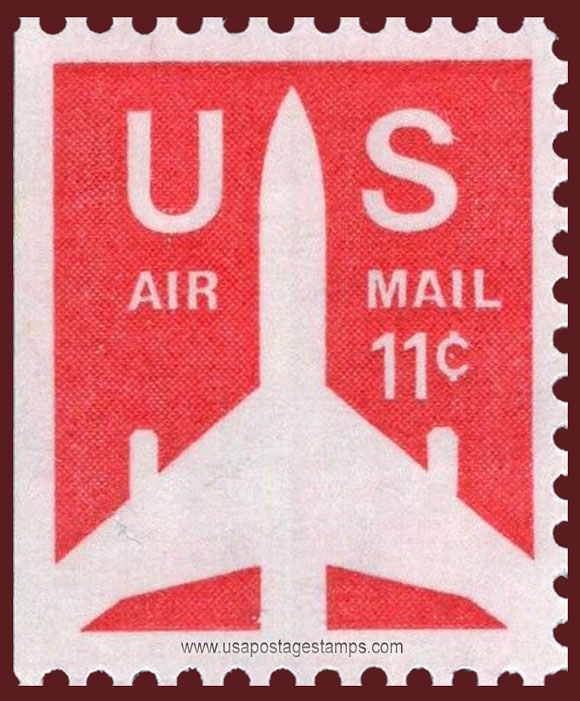 US 1971 'Airmail' Silhouette of Jet Airliner 11c. Michel 1029yDl