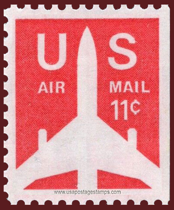 US 1971 'Airmail' Silhouette of Jet Airliner 11c. Michel 1029yDr