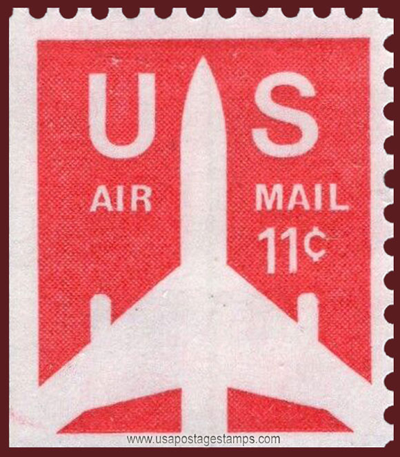 US 1971 'Airmail' Silhouette of Jet Airliner 11c. Michel 1029yElu