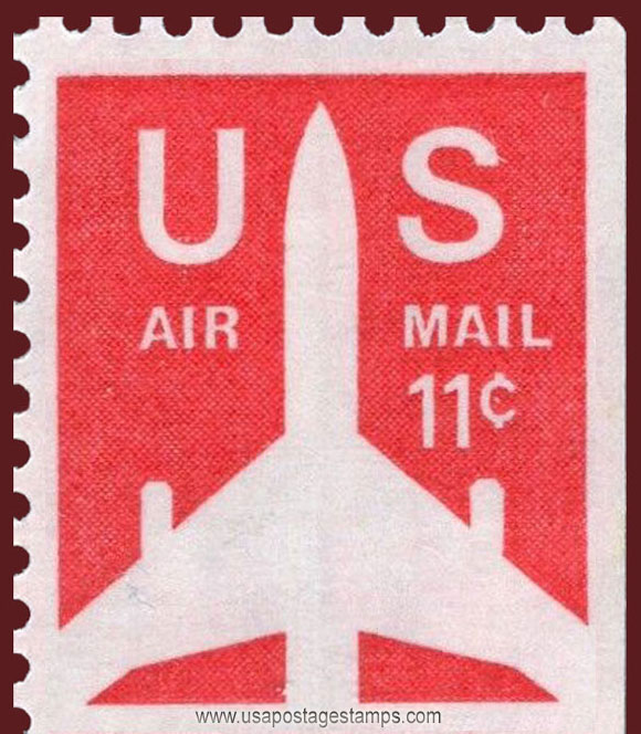 US 1971 'Airmail' Silhouette of Jet Airliner 11c. Michel 1029yEru