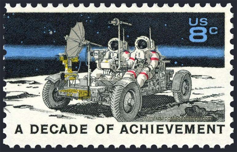 US 1971 Lunar Rover and Astronauts ; Space Achievements 8c. Scott. 1435