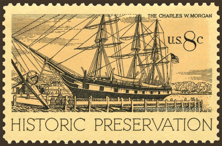 US 1971 Whaling Ship Charles W. Morgan ; Historic Preservation 8c. Scott. 1441