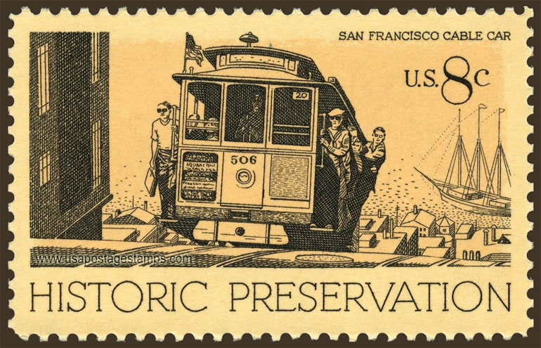 US 1971 San Francisco Cable Car ; Historic Preservation 8c. Scott. 1442