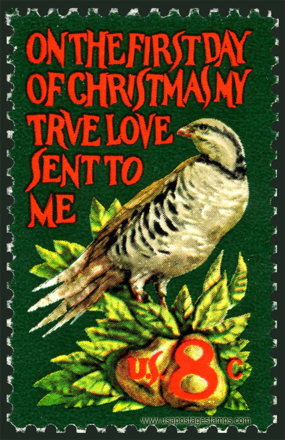 US 1971 Christmas: Partridge in a Pear Tree 8c. Scott. 1444