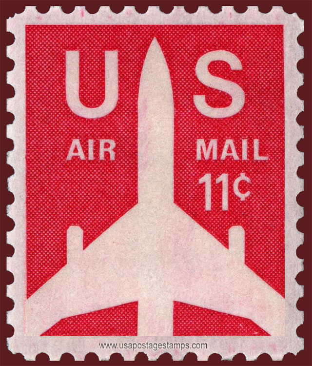 US 1971 'Airmail' Silhouette of Jet Airliner 11c. Scott. C78