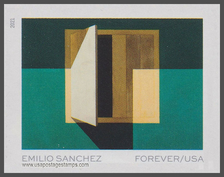 US 2021 Ventanita Entreabierta by Emilio Sanchez ; Imperf. 55c. Scott. 5597a