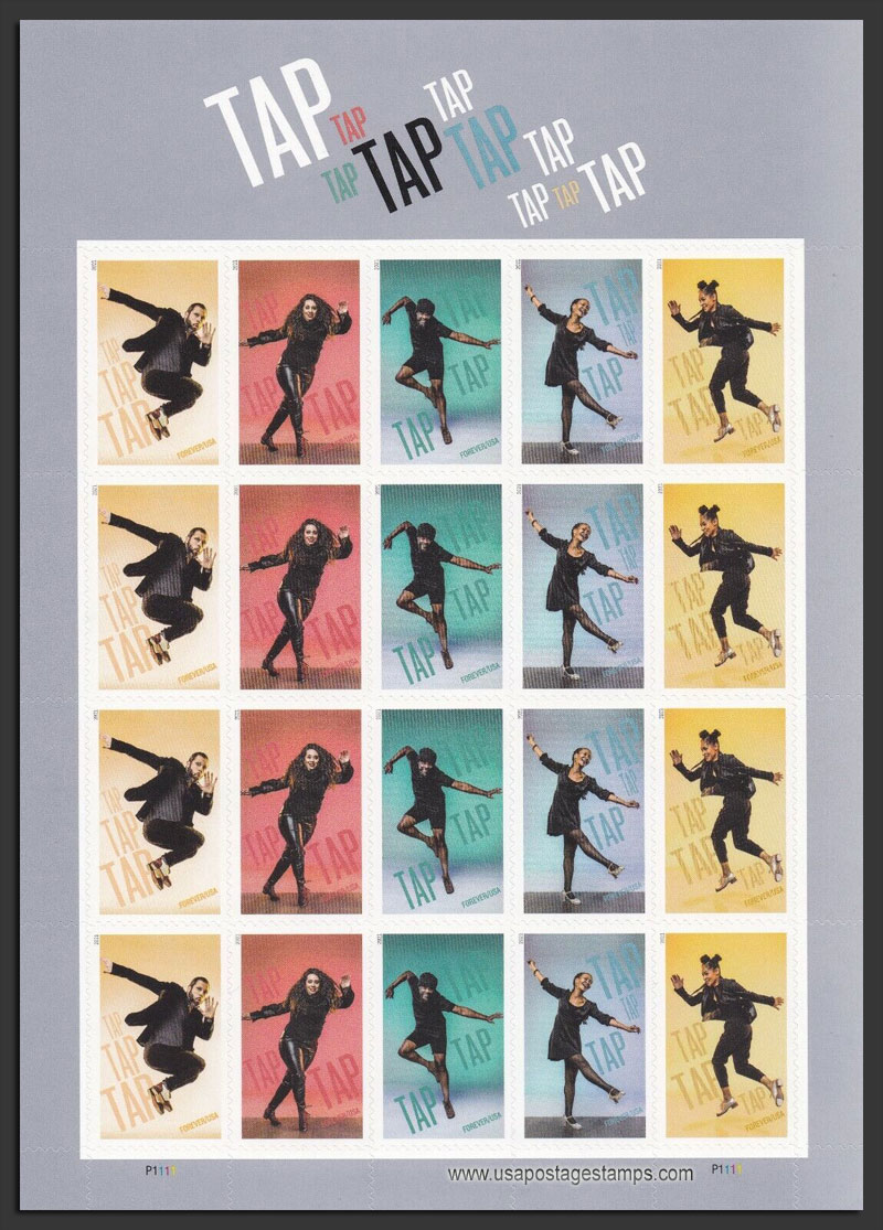 US 2021 Tap Dancing ; Full Sheet 55c.x20 Scott. 5609-5613MS