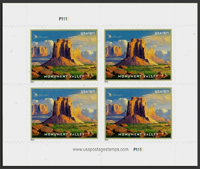 US 2022 Monument Valley, Utah ; Mini Sheet $8.95x4 Scott. 5666MS