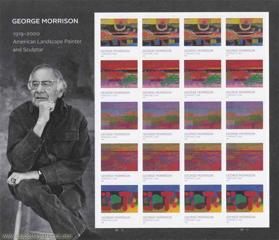 US 2022 George Morrison's Paintings ; Full Sheet 58c.x20 Scott. 5688-5692MS