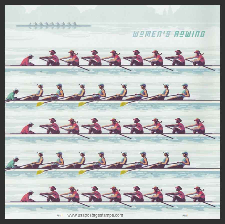 US 2022 Women's Rowing ; Full Sheet Imperf. 58c.x20 Scott. 5694a-5697aMS