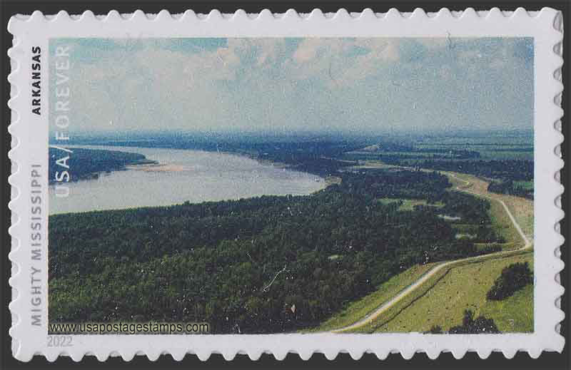 US 2022 Flood Control Levee, Arkansas ; Mighty Mississippi 58c. Scott. 5698g