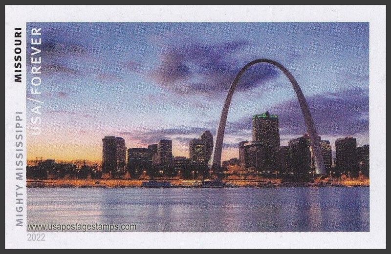 US 2022 Gateway Arch ; Mighty Mississippi Imperf. 58c. Scott. 5698ke