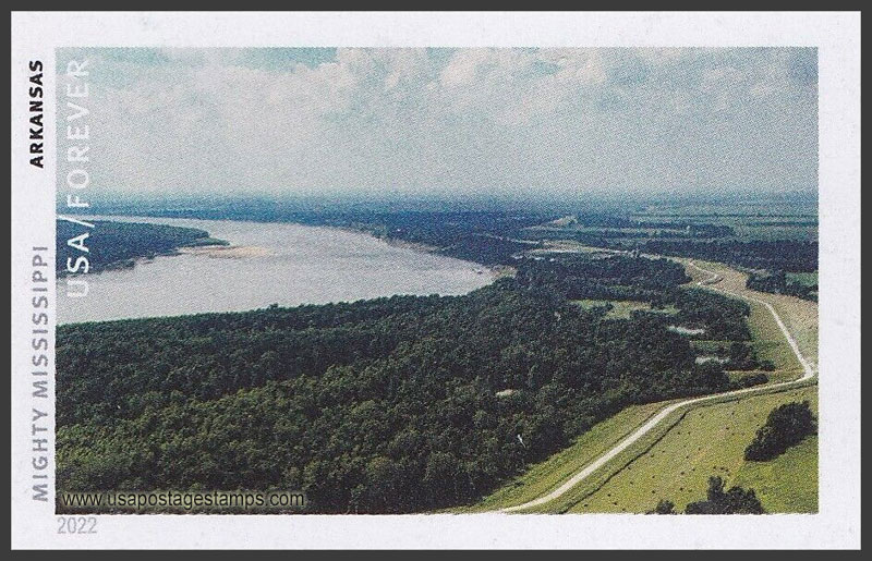 US 2022 Flood Control Levee, Arkansas ; Mighty Mississippi Imperf. 58c. Scott. 5698kg