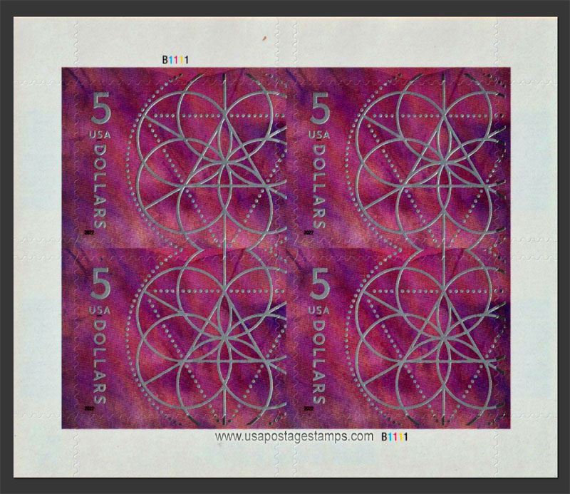 US 2022 Floral Geometry ; Mini Sheet $5x4 Scott. 5701MS