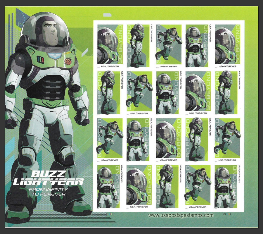 US 2022 Buzz Lightyear : Go Beyond ; Full Sheet Imperf. 60c.x20 Scott. 5709a-5712aMS