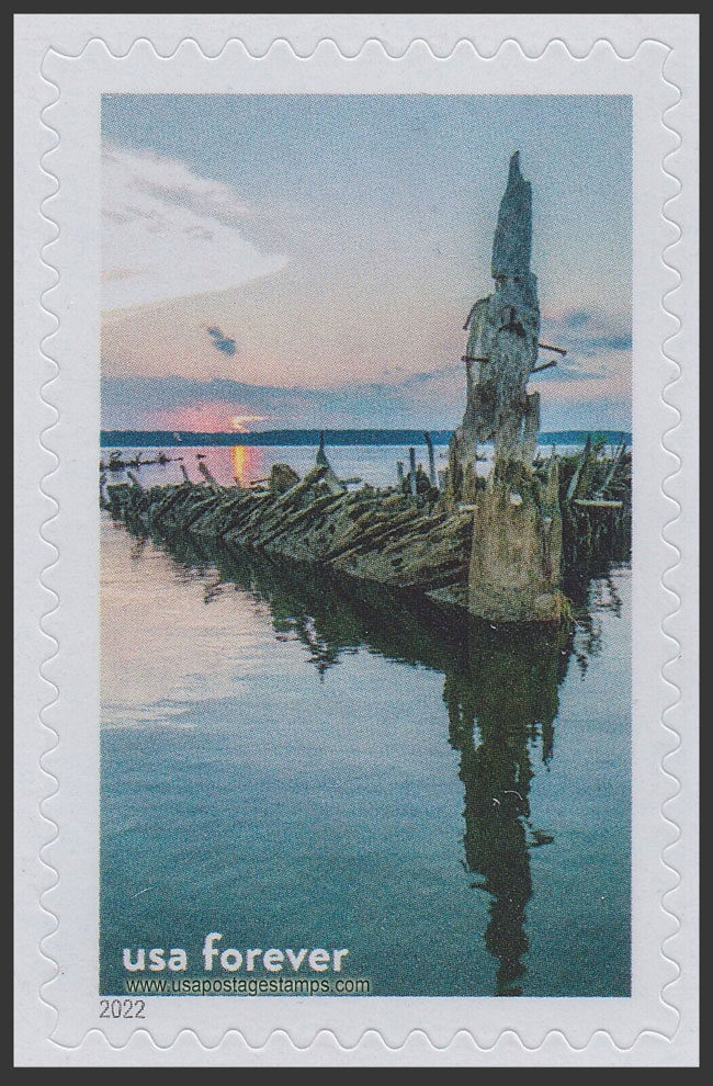 US 2022 Mallows Bay-Potomac River Marine Sanctuary at sunset 60c. Scott. 5713e