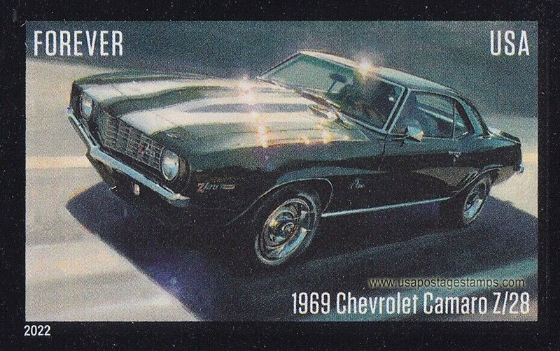 US 2022 Pony Car : '1969 Chevrolet Camaro Z/28' 60c. Imperf. Scott. 5717a